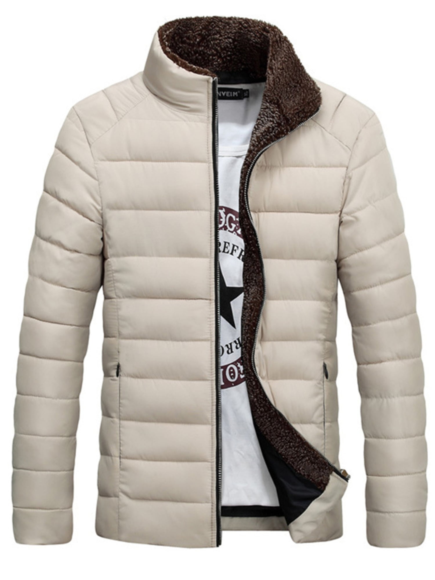 Mstyle Mens Casual Cotton Lapel Collar Warm Vogue Zip Up Winter Down Parka 