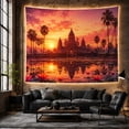 thumbnail image 6 of Temple at Sunset with Lotus and Palm Reflections Serene Psychedelic for Meditation Enthusiasts Spiritual Wall Art Housewarming Gift Tapestry Wall Hanging for Bedroom Living Room and Dorm, 6 of 7