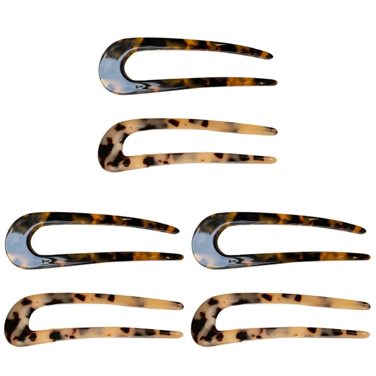 6pcs Hair Hairpin Barrettes Hairclips Shape Clips U Mixed Amber