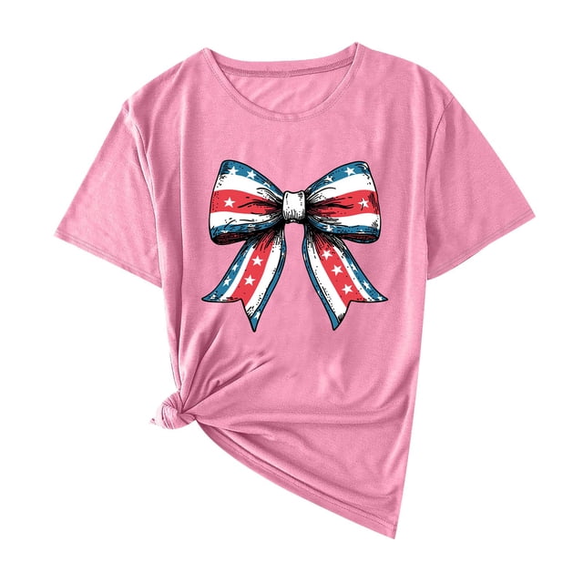 Camisas de Manga Corta para las Mujeres Moda Casual Impresión Cuello Redondo Suéter Tee Blusas