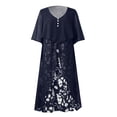 thumbnail image 3 of WILLBEST Robe d'Invité de Mariage d'Été pour Femmes Grande Taille Robe Décontractée Imprimée Robe en Dentelle Col Rond Robe à Manches Mi-Longues Robe Longue Irrégulière avec Dentelle Robe Formelle, 3 of 4