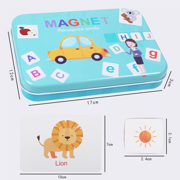 transemion Jouets en Bois Lettres et Chiffres Magnétiques Aimants pour Réfrigérateur Enfants ABC Alphabet Cartes Flash Jeu d'Orthographe Jeu d'Apprentissage