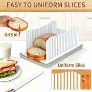 Adjustable Bread Slicer with Crumb Tray, Foldable Slicing Guide for Homemade Bread Sourdough Bagels, Non-Slip Base for Uniform Cuts