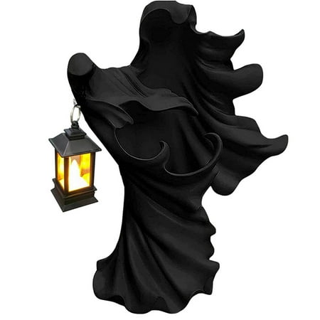 Douhoow 6.7*4*9.8'' Halloween Witch Statue Hell Messenger with Lantern Ghost Resin Sculpture