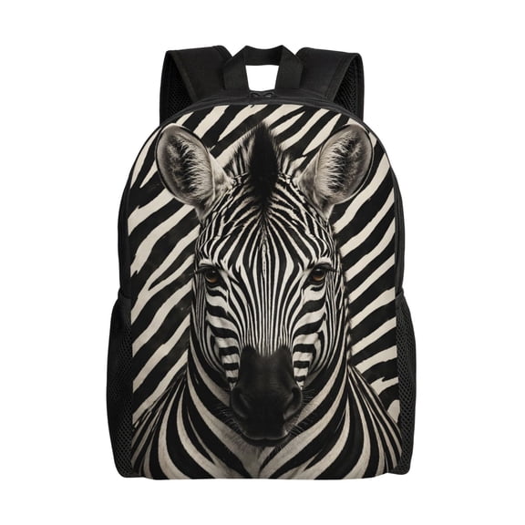 Zebra Stripe Backpack Full Front Print Travel Laptop Bag for Men and Women