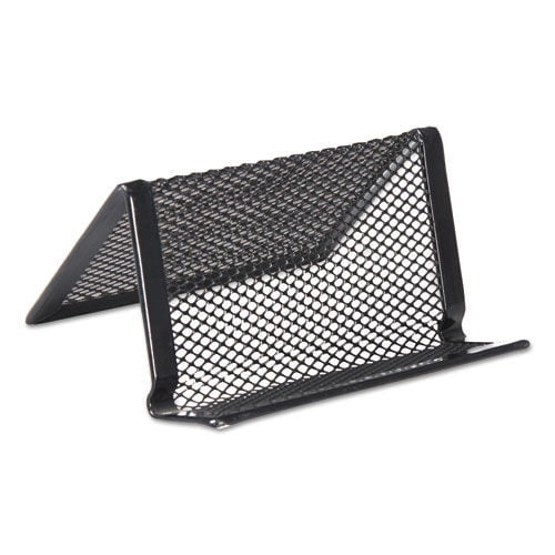 Universal UNV20005 3.78 in. x 3.38 in. x 2.13 in. Mesh Metal Business Card Holder - Black
