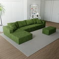 thumbnail image 5 of Green Boneless Couch, Sectional Couches for Living Room, Modern Modular Sofa, 4-Seater with 2 Ottomans and Oversized Chaise, 5 of 7