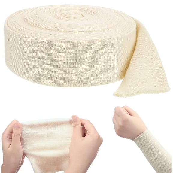 Cotton Tubular Stockinette Gauze Roll,Bexikou Tubular Support Bandage for Arm, Legs, Knees,Thighs,Compression Tube Bandage Roll for Tissue Support 3.15" x 11 yd