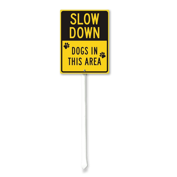 Eveokoki Slown Down Dog In This Area Yard Sign with Stakes 8in×12in, Sturdy Aluminum Yard Signs Rust Free, Street Slow Down Decorations Sign Traffic Signs for Garden Lawn Street Outdoor