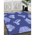 thumbnail image 3 of Ahgly Company Machine Washable Indoor Square Transitional Sky Blue Area Rugs, 7' Square, 3 of 7