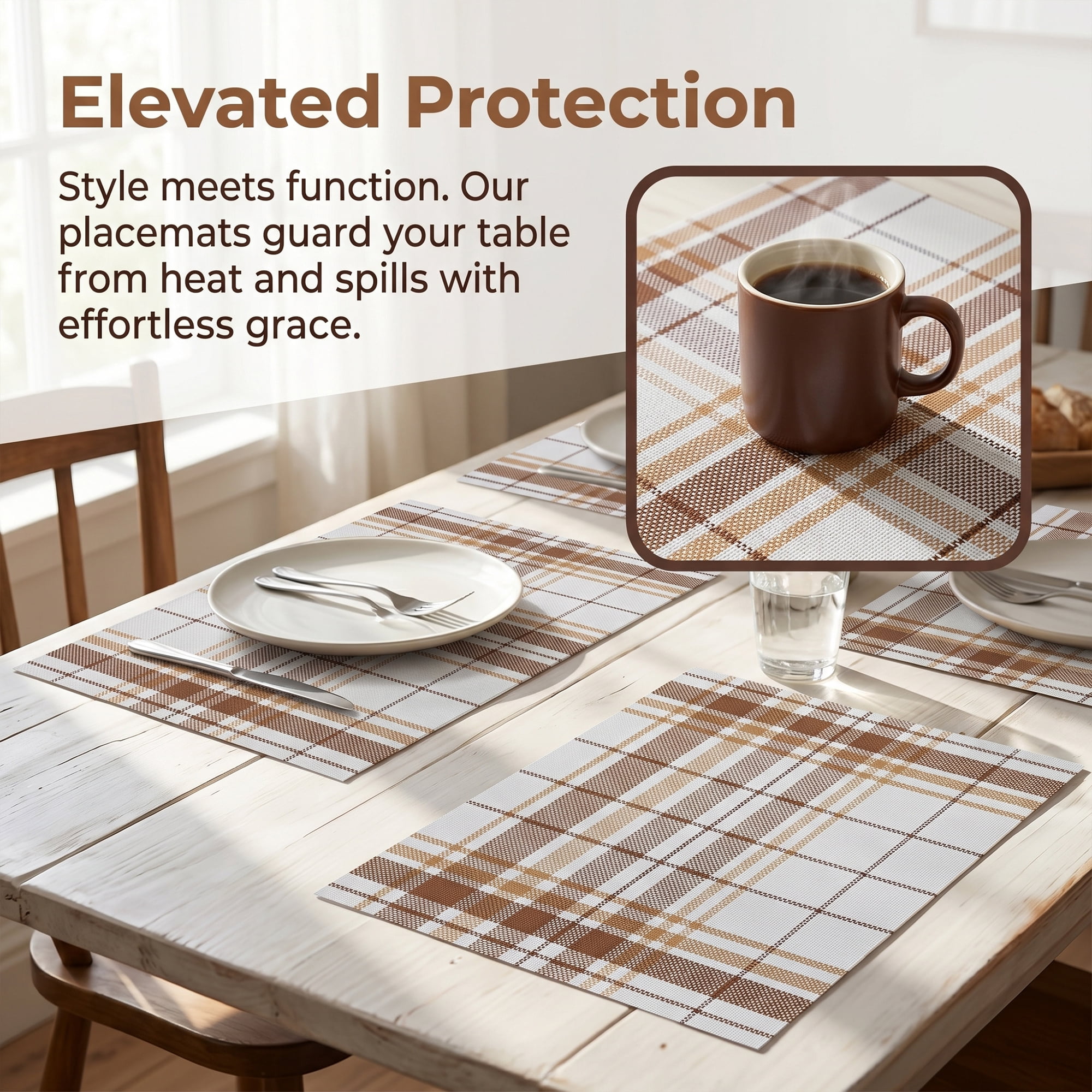 Unique Bargains Placemats Set of 6 Placemats for Kitchen Dining Table Washable Orange