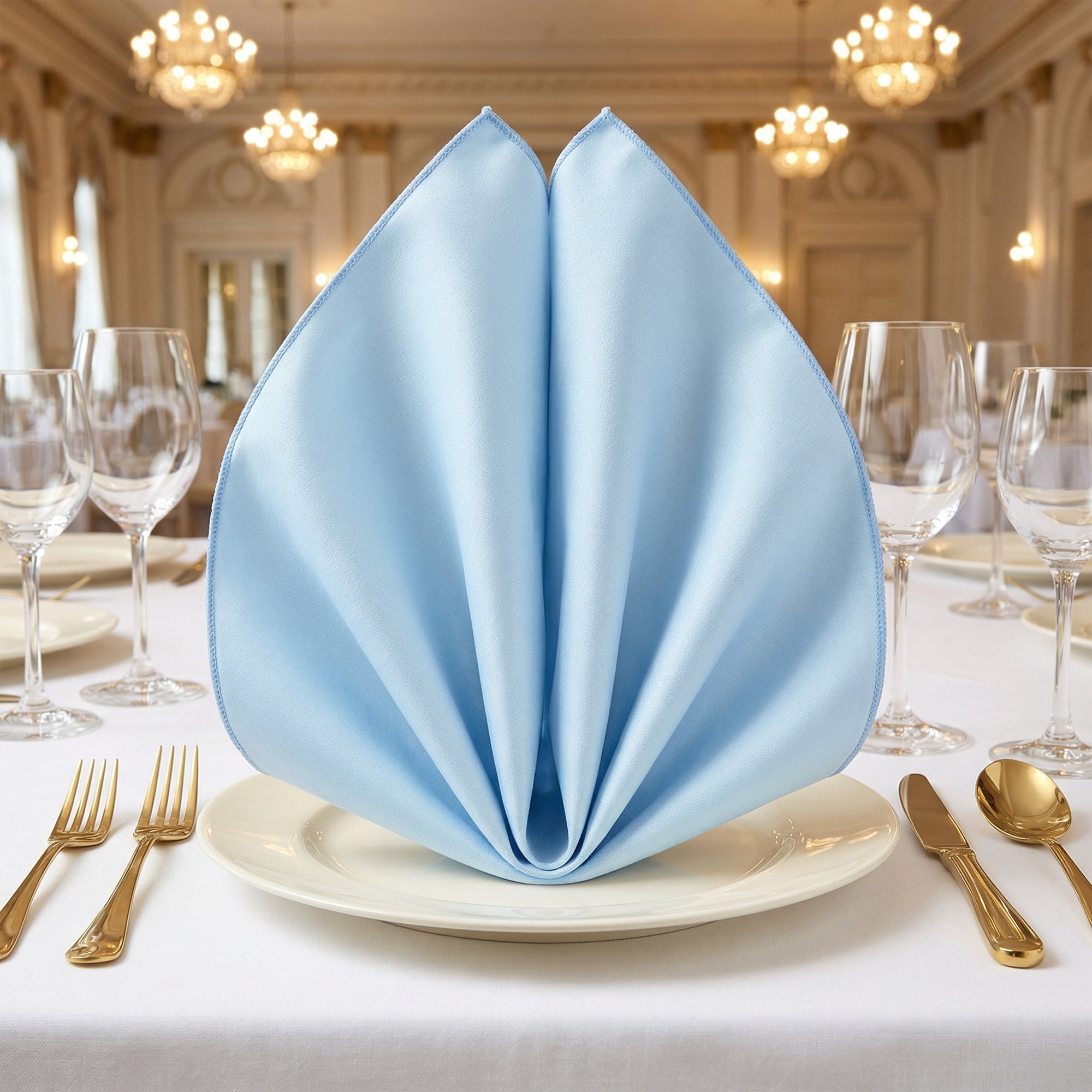 Unique Bargains 12Pcs Reusable Table Dinner Napkins Blue 12x12inch