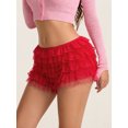 thumbnail image 6 of Women Lace Bloomers Shorts Casual Summer Layered Ruffles Elastic Short Pants for Club Streetwear, 6 of 9