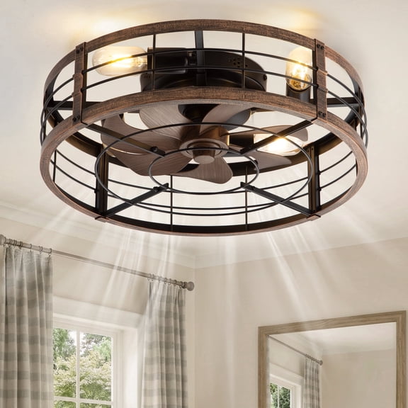 Lokivas 20in Flush Mount Ceiling Fans with Light, Quiet DC Motor, 6 Speeds & Remote Control