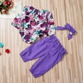 thumbnail image 2 of Newborn Baby Girls Long Sleeve Flower Print Romper + Solid Color Pants+ Bow Hairband Clothes, 2 of 9