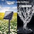 thumbnail image 4 of White 2-Pack 66FT 200 LED Solar String Lights Outdoor, Solar Powered Waterproof Solar Fairy Lights with 8 Modes, Solar Twinkle Lights for Tree Patio Wedding Easter Garden Party Decorations(Cool White), 4 of 12