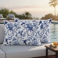 thumbnail image 4 of White Blue Spring Floral Outdoor Waterproof Pillow Covers, Summer Botanical Hummingbird Decorative Rectangle Throw Pillowcase Sofa Cushion Sham for Patio/Couch/Chair, 20"x12" 2 Pack, 4 of 8