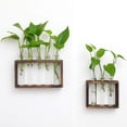 thumbnail image 1 of Arreglo floral de plantas hidropónicas con marco de madera creativo, jarrón de tubo de ensayo de vidrio con rosa verde, decoración para colgar en la pared, manualidades, decoraciones para, 1 of 5