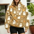 thumbnail image 6 of Zijinkuiwen Women Oversized Fleece Hoodie with Pet Pocket Floral Cute Ghost All Over Print Pullover for Halloween Fall Casual Daily Wear,XXL, 6 of 7