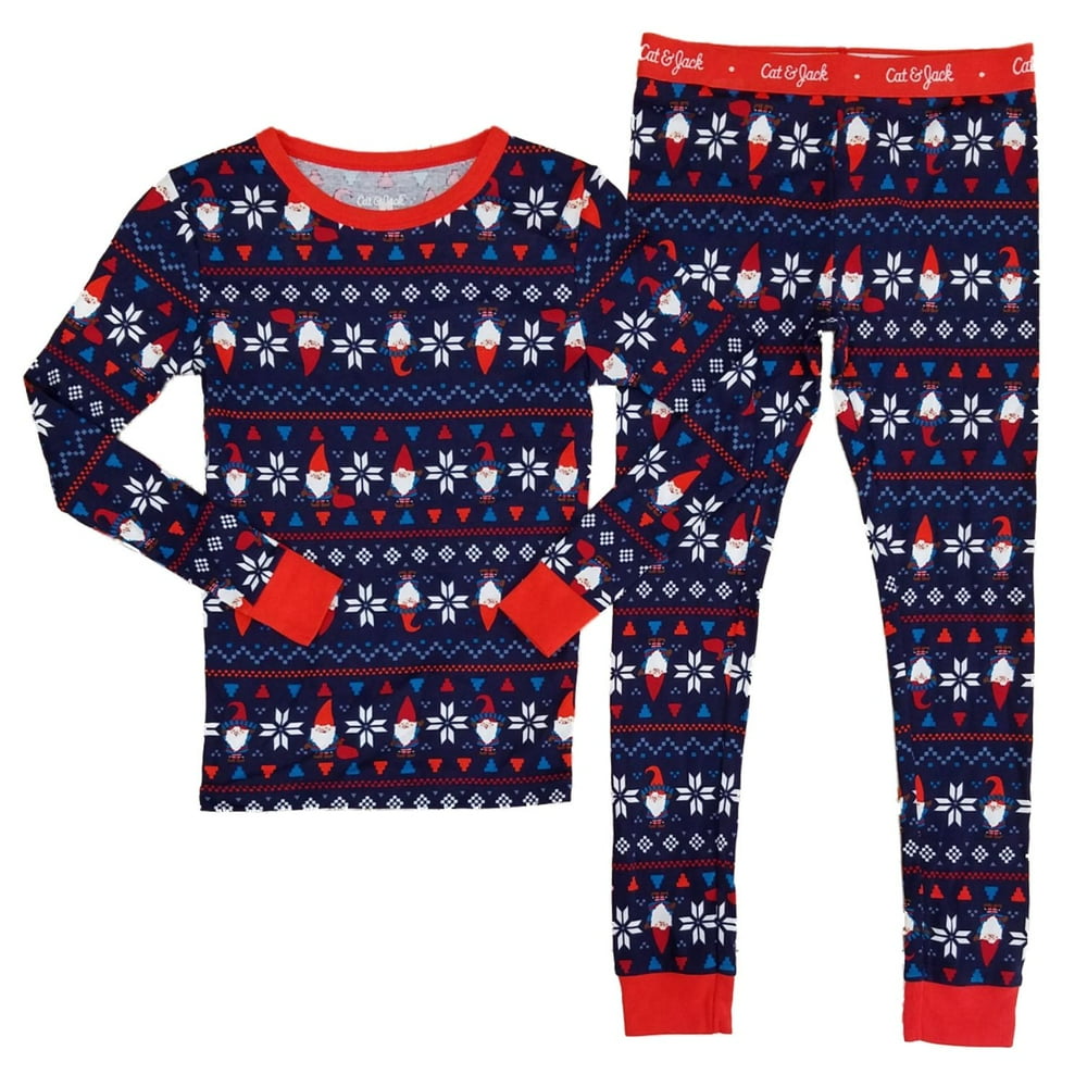 Cat & Jack Boys Navy Fair Isle Gnome Christmas Holiday Knit Sleepwear