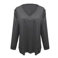 thumbnail image 6 of Holzkary Womens Long Sleeve V Neck Shirts Loose Fit Casual Tunic Tops Criss Cross T Shirt V Neck Strap Cutout Design Long Sleeved T Shirt Dark Grey Xl, 6 of 7