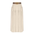 thumbnail image 4 of DHFJKG Maxi Skirts For Women Linen High Waisted Flowy A-Line Elastic Waist Skirt (With Belt) Casual Boho Summer Beach Vacation Clothes Versatile Skirt, 4 of 5