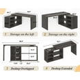 thumbnail image 2 of HSH L Shaped Computer Desk, Rustic Wood Corner Desk, Industrial Writing Workstation Table with Cabinet Drawer Storage for Home Office Study, Grey 55 inch, 2 of 9