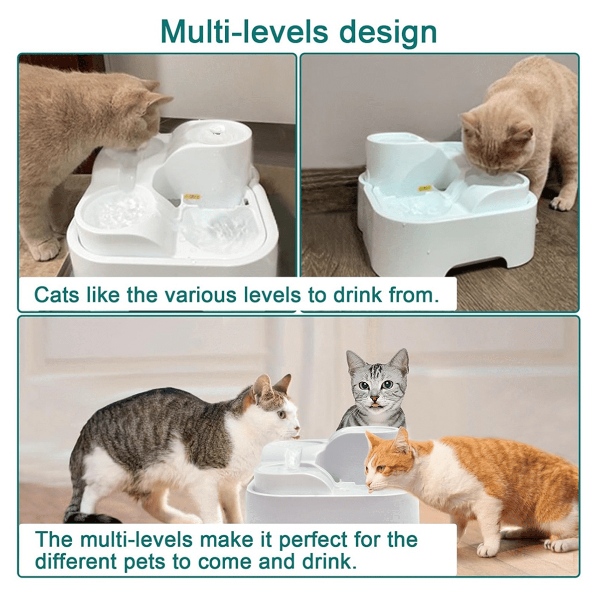 Cat Water Fountain,Pet Drinking Fountain for Multiple Pet,Ultra Silent Bowl ,for Small Medium Kitty