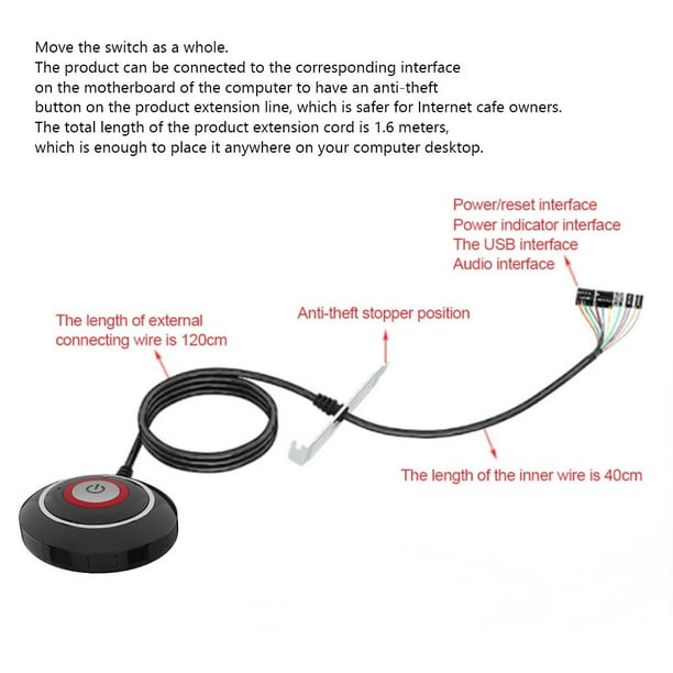 165CM Reset Push Button Switch Paste Type for Internet Cafes/Esports/Hotels