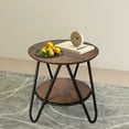 thumbnail image 2 of Fionafurn 15.7" Round Modern Side Accent, End Table with Metal Legs and Wooden Tabletop for Bedroom Living Room Patio Garden Balcony Yard,Rustic Brown, 2 of 9