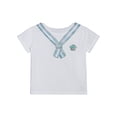 thumbnail image 5 of Doomiva Kids Girls Plaid Mini Skirt Set Sailor Short Sleeve Top with Pleated Tartan Skirt School Uniform Outfit Green 160, 5 of 7