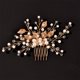 thumbnail image 1 of Nvzi Horquillas para el pelo de boda con flores para novias, peinetas con perlas de cristal, pinzas para el pelo, tocado, accesorios para el pelo de boda dorados, joyas - doradas, 1 of 4