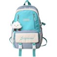 thumbnail image 1 of Mochila escolar independiente, estilo japonés, bolsa de viaje IS, mochila de bloques de color con colgante kawaii (verde + colgante), 1 of 5