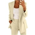 thumbnail image 6 of Xuniizn Women's Business Suits, Open Button Long Sleeve Collared Neck Slim Work Office Blazer Jackets and Tapered Formal Pants, Soft Comfy Trendy Elegant Casual Suits, 6 of 8