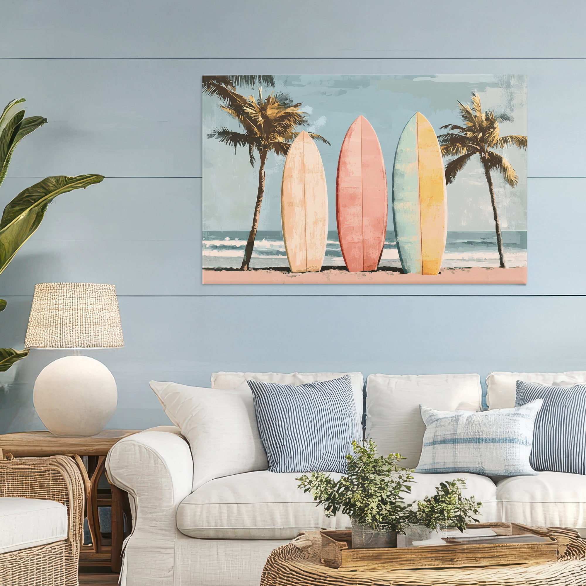 Stupell Industries Paradise Surfboard Trio Canvas Wall Art, design by Petal Prints Design