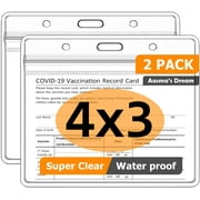 2 Pack Vaccination Card Protector 4x3 Inches Immunization Card Record Vaccine COVID Card Holder Clear Vinyl Plastic Sleeve with Waterproof Type Resealable Zip