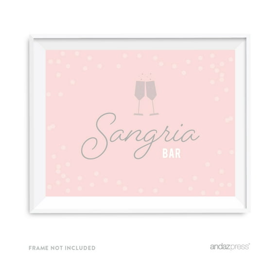 Sangria Bar Blush Pink and Gray Pop Fizz Clink Wedding Party Signs