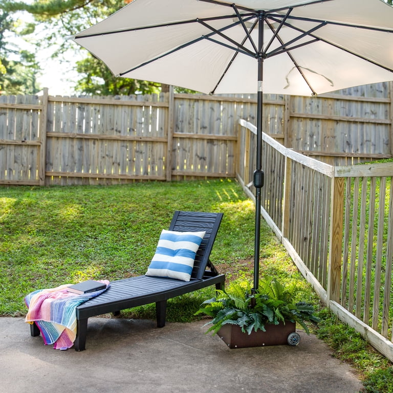 Sunnydaze Rolling Outdoor Umbrella Base with Fillable Planter for Umbrellas with 2" Diameter Poles - Bronze