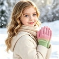 thumbnail image 4 of TKKCS Kids Gradient Knit Gloves Soft Stretchy Full Fingers Warm Elastic Ribbed Cuff Winter Gloves for Boys Girls Multicolor 3-8Years, 4 of 7