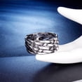 thumbnail image 2 of PAMTIER Men's Stainless Steel Vintage Gothic Punk Hollow Interlace Woven Plaited Braided Biker Ring Personality Statement Band Silver Size 10, 2 of 5
