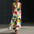 thumbnail image 3 of Zpzdpjkx Women's Summer Boho Floral Tank Dress Lightweight Button Front Pocketed Casual Loose Beach Maxi Dress Multicolor 3XL, 3 of 9