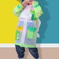 thumbnail image 3 of Impermeable de PVC para niños y estudiantes, ropa impermeable con capucha, asiento para mochila, color verde (M), 3 of 8