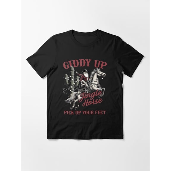 Western Christmas Giddy Up Jingle Horse Pick Feet Unisex T-Shirt up to Size 5XL