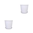thumbnail image 4 of Yuarrent Cubo de maceta de flores de escritorio, agujeros de drenaje de invernadero, maceta, contenedor suculento con bandeja, accesorio de Blanco/Bandeja 18 cm * 13 cm * 10 cm 2piezas, 4 of 6