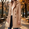thumbnail image 2 of Enjoytime Winter Coats for Women Double Breasted Mid‑Length Hooded Overcoat Fall Winter Warm Cozy Long Sleeve Outerwear, 2 of 5