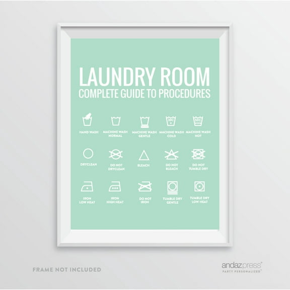 Laundry Room Guide to Procedures, Mint Green Laundry Room Wall Art Decor Graphic Signs