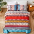 thumbnail image 3 of Juego de edredón WONGS BEDDING, estilo bohemio, tamaño king, con rayas rojas bohemias, 3 of 8