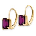 thumbnail image 2 of Primal Gold 14 Karat Yellow Gold 7x5mm Emerald Cut Rhodolite Garnet Leverback Earrings, 2 of 4