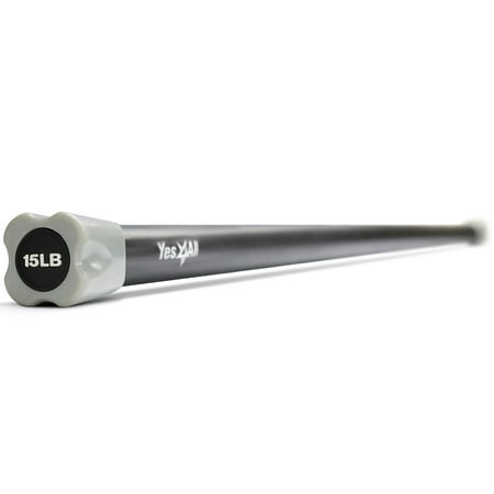Yes4All Total Body Weighted Workout Bar, for Exercise, Therapy, Aerobics, Yoga, Strength Training - 15lbs