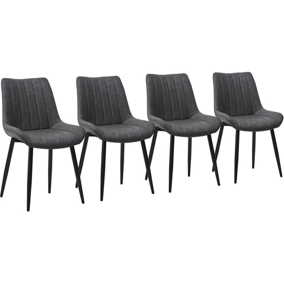 CLIPOP Dining Chairs Set of 4, Faux Leather Dining Chairs with Upholstered Seat, High Back Comfy Cushion, Metal Leg, Accent Kitchen Side Chair for Living, Restaurant & Meeting Room, Grey